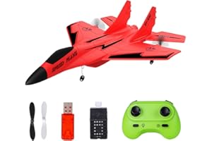 HOVCEH RC Airplane, 2.4GHz Remote Control Plane with LED Light Strip, 2CH RC Plane Ready to Fly, Remote Control Wireless Airplane Toy, rc plane for kids, Glider Planes For Kids Beginners (Red)