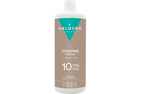 VALQUER Agua Oxigenada en Crema Estabilizada 10 Volúmenes 3% | Oxidante para Coloración Capilar Permanente y Decoloración | Vegano con Ingredientes de Origen Natural | Profesional | 1 L