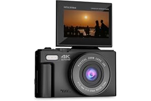 PRIXTON Caméra Digitale Xplorer DV900, WiFi, App Mobile, Écran Pivotant IPS LCD, Résolution 4K et 64MP, 9 Fonctions Caméra, Batterie Rechargeable, Autonomie 1,5h, Carte SD jusqu'à 256Go (Noir)