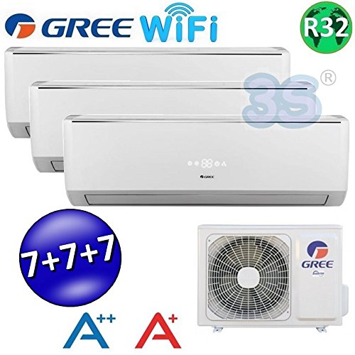 Climatizzatore inverter trial split LOMO Wi-Fi 7000 + 7000 + 7000 Btu GREE R32 classe A++/A+