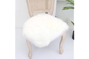 Martin Kench Faux Lammfell Sitzkissen, Schaffell Sitzauflage Longhair Fell Optik Nachahmung Wolle Sofa Matte (Weiß,40 x 40 cm)