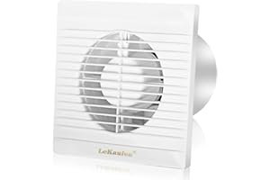 LeKaufen 4" Bathroom Extractor Fan 100mm Exhaust Fan with Backflow Flap, Powerful Window Extractor Fans for Dehumidification Ventilation, Airflow 150 m³/Hour, Silent for Kitchen Ceiling Window Office