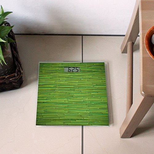 banjado – Personenwaage digitale Körperwaage 30cm x 30cm aus Glas mit Motiv Bambus Grün - 5