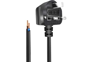 EXTRASTAR 13A Fused Power Cable, Unterminated Bare Raw Ends Mains Power Lead, 1.5 Metre UK Plug Power Cord - Black