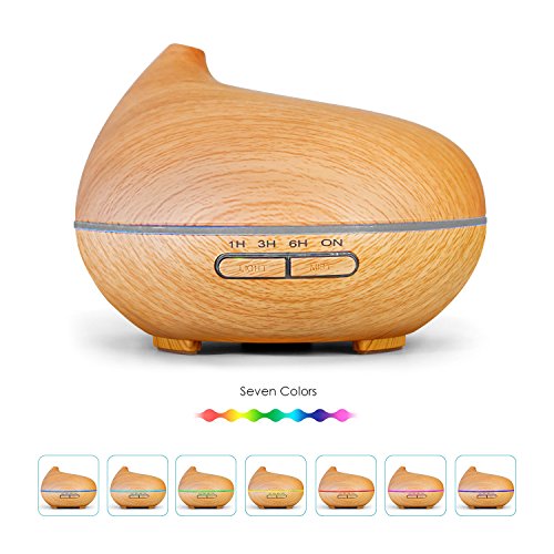 Aroma Diffuser, MaxTronic 300ML Ultraschall Öl Diffusor Holzmaserung Luftbefeuchter Duftzerstäuber Humidifier Aromatherapie Diffusors mit 7 Licht Farben LED, Automatische Ausschaltung und 4 Zeitsteuerung für Babies Kinderzimmer Haus, Wohnzimmer, Schlafzimmer, Büro, Yoga, Spa, Raum - 4