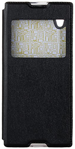 BeCool® - Handy Schutzhülle im Bookstyle mit Standfunktion, ohne Klappe für Sony Xperia XA1, mit S-View Fenster, durch das Sie alle Mitteilungen sehen können. Schwarz.