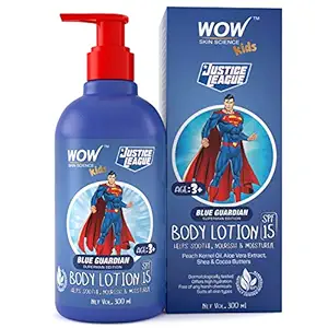 WOW Skin Science Kids Body Lotion - SPF 15 - Blue Guardian Superman Edition - No Parabens, Color, Mineral Oil, Silicones & PEG - 300mL