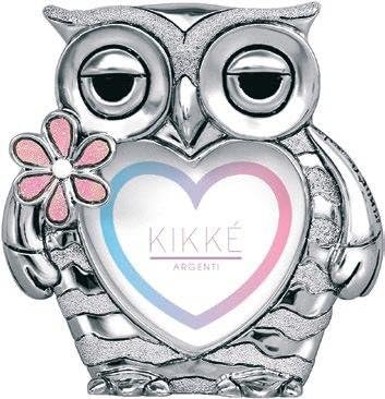 Kikke Photo Holder Pink Enamel Owl Silver CM12 X 10 Laminate Silver Made In Italy