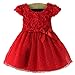 Pandaren® infant baby girl summer red spotted roses short sleeve dress skirt (Red) (6-12 months)
