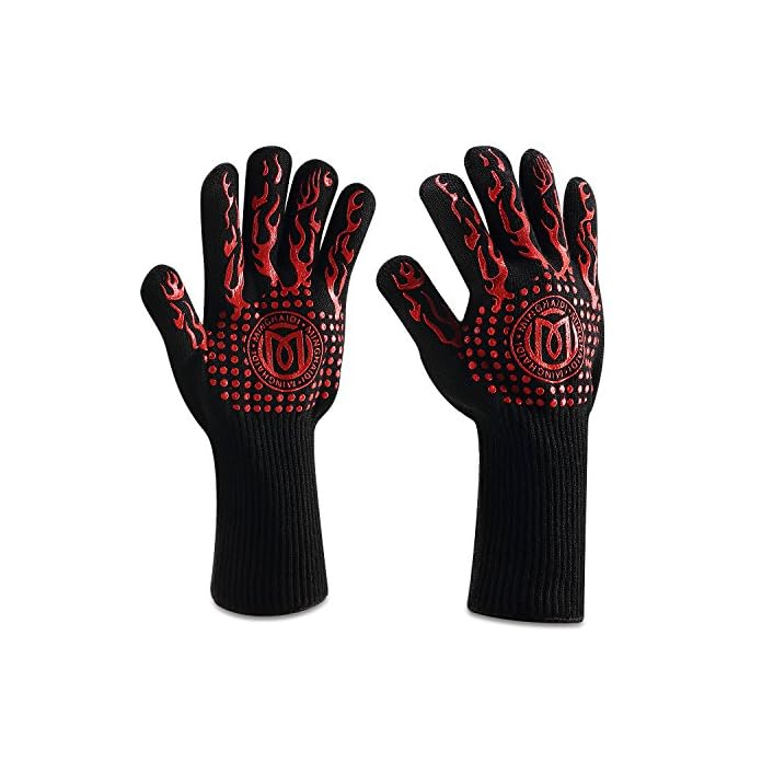 Grillhandschuhe 1 Paar Minghaidi Extra Lange 138 Zoll Ofenhandschuhe Hitzebestndig Bis Zu 500c Bbq Rutschfeste Handschuhe Geeignet Zum Grillen Ofen