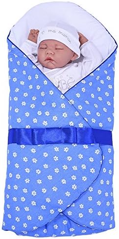 Sevira Kids Baby Girls' Sleeping Bag blue Blue Flower From Birth - 12 Months Approx. 90 x 70 cm