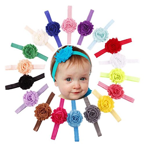WINWINTOM 18PCS Babys Girls Elastic Shabby Flower Headband Photography Headbands