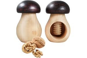 SMART-PLANET Smart Planet Lot de 2 Casse-Noix en Forme de Champignon - Cracker à Noix Rustique en Bois de hêtre Massif avec Filetage à vis - Casse-Noix décoratif