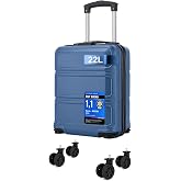 Kono ABS+PC Suitcase - Carry-on Luggage with 4 Wheels Silent 360&deg; - Sturdy Design, navy, Classic | Ruedas Desmontables, ABS+P