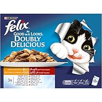 Purina Felix Doubly Delicious Meaty Selection Wet Cat Food Pouch 100g (12 Pouches)