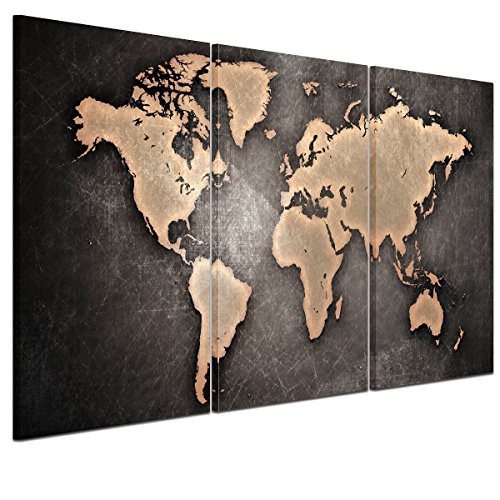 RAIN QUEEN 157X75cm XXL HD Carte du Monde Grand Format Impression sur Toile sans Cadre