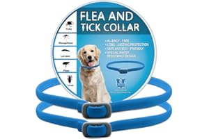 BKEPDY Hundehalsband 2 Stück Effektiver Schutz vor Ungeziefern Wasserdicht Einstellbares Floh und Zeckenschutz für Hunde Alle Größen und Rassen (Blau-1)
