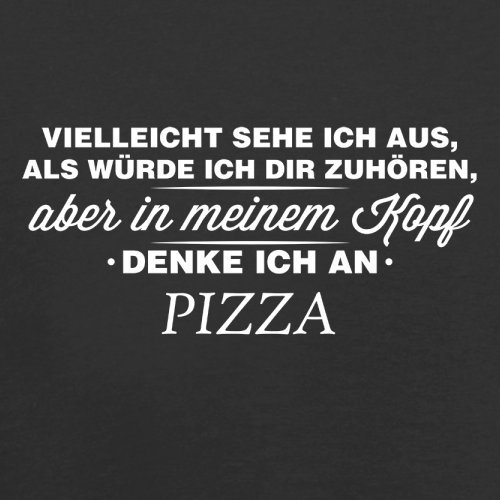 Vielleicht sehe ich aus als würde ich dir zuhören aber in meinem Kopf denke ich an Pizza – Dekokissen 41 x 41 cm – Schwarz - 2