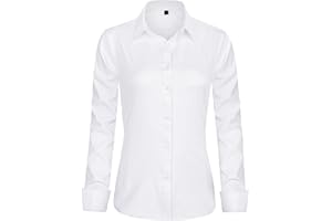 J.VER Bluse Damen Casual Business Bluse Damen Button Down Shirts Klassische Langarm Kragen Tops Bügelleichtes Modern Oberteil
