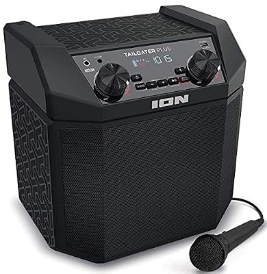 ION Audio Tailgater Plus - Enceinte Bluetooth Portable 50 W avec Batterie Rechargeable Intégrée, Radio AM/FM et Microphone Haute Définition Inclus