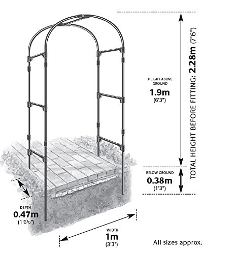 Gardman 1,9 x 1 m 1.9 x 1 m Garten Arch – Schwarz - 2