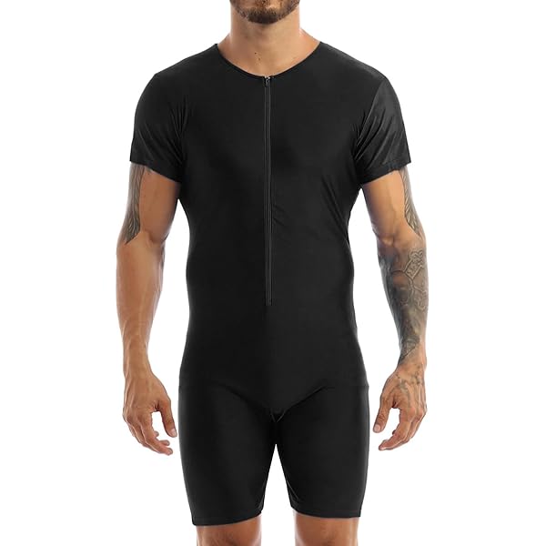 Herren Bodysuit PU Leder - Ganzkörper Anzug Mit Wetlook