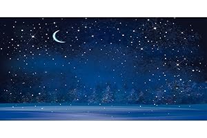Renaiss 2.5x1.2m Sfondo notturno stellato Cielo Luna Nevicata Fotografia Sfondi Inverno sfocato foresta notte PineTrees sfondo Buon Natale Capodanno decorazione della festa Studio Props