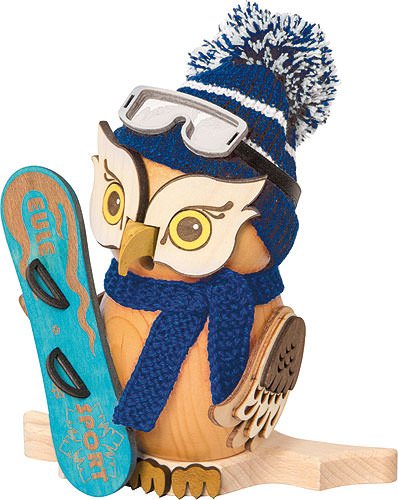 Preisvergleich Produktbild Räuchermännchen Eule mit Snowboard