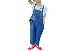 ACMEDE Kids Denim Dungarees, Adjustable Jean Overalls Jumpsuit Toddler Girls Boys Denim Overall Pants Loose Fit Kids Blue Jean Dungarees Large Pocket Overalls for Boys Girls Age 1-9 Years