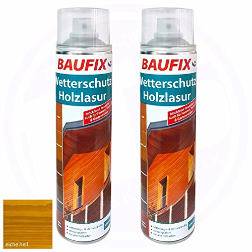 Preisvergleich Produktbild 2 x Baufix Wetterschutz Holzlasur 600ml Eiche Hell