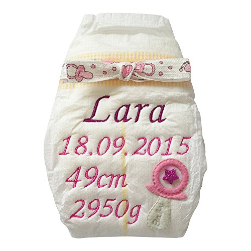 Preisvergleich Produktbild Bestickte Windel für Mädchen - Schnuller