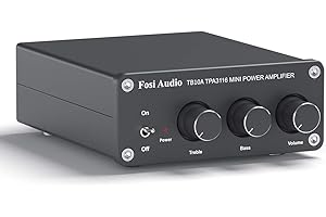 Fosi Audio TB10A 2 Channel Stereo Audio Amplifier Receiver, Mini Hi-Fi Class D Integrated TPA3116 Amp for Speakers 100W x 2, with Bass and Treble Control (with 24V UK Power Supply)