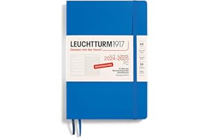 ‎LEUCHTTURM1917 LEUCHTTURM1917 370624 Wochenkalender & Notizbuch Medium (A5) 2025, 18 Monate 07.2024-12.2025, Softcover, Sky, Deutsch