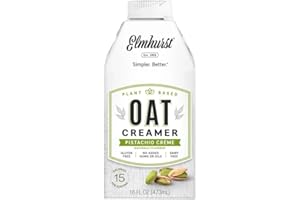 Elmhurst 1925 Pistachio Creme Oat Creamer – Vegane Hafer-Kaffeesahne mit Pistaziennote – Cremig und vielseitig – Perfekt für Kaffee, Tee, Smoothies und Backrezepte – 473 ml