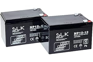SLK Power Mobility Scooter AGM Battery Pair of 2 x 12v 12ah Reliable And long Lasting Replacement Batteries For Electric Scooters And Wheelchairs