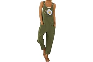 Gyaimxfu 2024 Peto Mono Elegante para Mujer Verano suelta Jumpsuit Una Pieza Pantalones de Tirantes Camiseta sin Mangas Color sólido Vintage Pantalones Anchos de Rectos Playsuit Fiesta