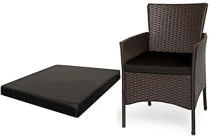 A ATH COLLECTION Rattan Seat Pads Cushion Pad Indoors Outdoors 100% Water Resistant Garden Furniture Chair Pads Office Garden Patio Chair Cushions Seat Pad (47cm x 47cm x 5cm, Black)