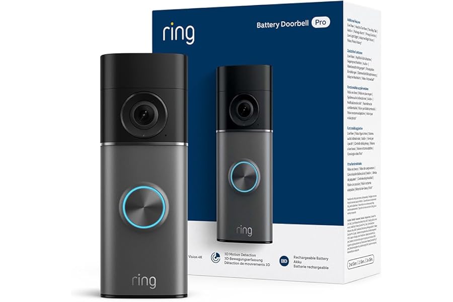 Ring Videotimbre Pro con batería (Battery Video Doorbell Pro) (última gen.) | Retinal 4K | Zoom 10 aumentos | Batería recarga