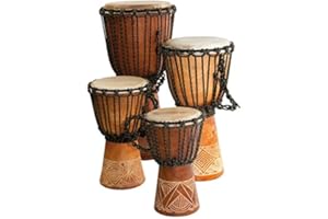 TERRÉ Djembé Einsteiger Trommel Mahagoni Carved 25 cm Ø 14-16 geschnitzt Muster Afrika Weltmusik Percussion