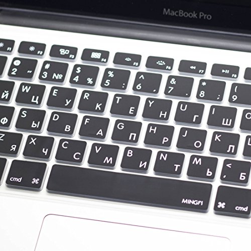 MiNGFi Russisch Tastatur Silikon Schutz Abdeckung für MacBook Pro 13, 15, 17 Air 13 Zoll EU Keyboard Layout Silicone Cover – Schwarz - 2