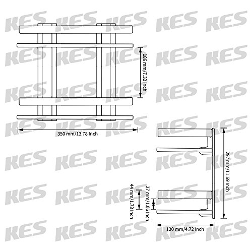 KES 8mm starkes Sicherheitsglas Regal mit Aluminium-Pfosten-Wall Mount rechteckigen Doppeldeck, A4126B - 2