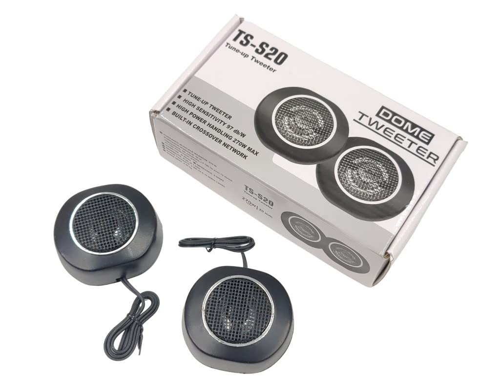 ESPtronics 1 Pair Bluetooth Dome Tweeter for Home Audio Car Set with Crossover Model TS-S20 270 W,Black
