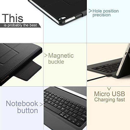 Ipad pro 10.5 tastaturkasten, [QWERTZ tastatur] KuGi ipad pro 10.5 Fall, leichter Standplatz-Portfoliokoffer mit Bluetooth Tastaturabdeckung case + Bleistifthalter für 10.5 Zoll neuer Apple ipad pro 2017 freigegeben ipad. Schwarz - 6