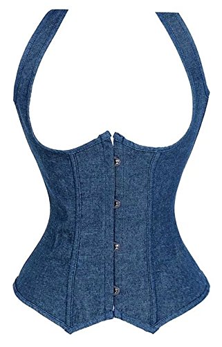 aizen Underbust Bustino Corsetto Sottoseno Donna Burlesque Gotico Jeans Modellante Waist Blu XL