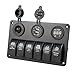 Produktbild 6-Gang Auto Auto Fahrzeug Marine Boot Wasserdichte Schaltung LED-Licht Wippschalter Panel Breaker Mit Dichtung-Cap 12-24 V Rocker Panel (Farbe: Schwarz & Blau)