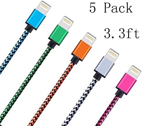 iPhone Charger, iPhone Charging Cable, 5 Pack 3.3ft 8 Pin USB Lightning to USB Cable Cord for iPhone 7 7 Plus 6 6S 6 Plus 5S SE iPod iPad Mini Air Pro and More