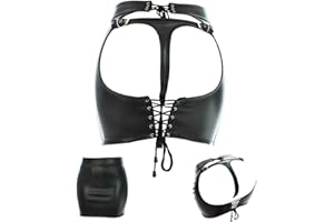 L BIG BOSS Donne Gonne In Pelle Pantaloncini Regolabile Punk Locomotiva Nightclub Stage Vestiti