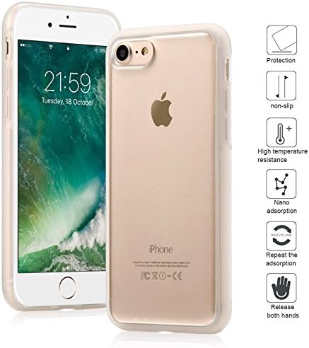 iPhone 7 Case ，Wonanse Anti Gravity for iPhone 7 Case Magical Nano Can Stick to Glass, Whiteboards, Mirrors Tile and Smooth Surfaces White