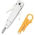 1 Pcs Ethernet Krone Tool with Wire Stripper Combo,Punch Down Tool,Impact IDC Network Punch Down Tool,Professional Ethernet Punchdown Tool for RJ45 Socket Cat5/Cat6/Ca7 & Telephone Cable