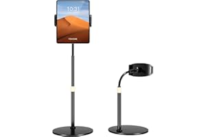 TRYONE Tablet Stand for Desk - Height Adjustable Tablet Holder, 360 Degree Rotating, Flexible Desktop Clamp Mount for iPad Pro Air Min, iPhone, Switch, Tabs, 4.7"-12.9" Screen Devices and All Phones